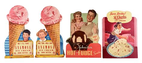 Lot Detail Lot Of 8 Ice Cream Cardboard Advertising Signs