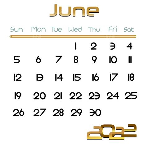 Juni Png Image Kalender Tahun 2022 Bulan Juni June 2022 Calendar