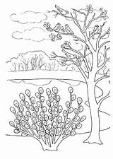 Coloring Pages Spring Landscape Nature Print sketch template