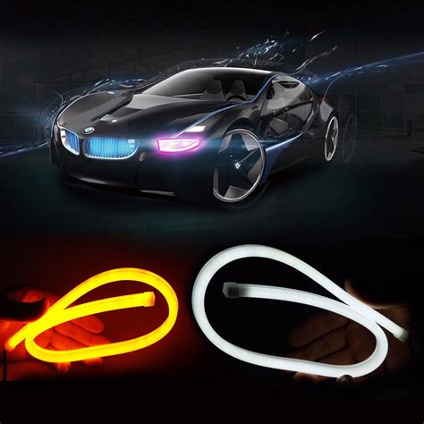 Leadtops 2pcs Flexible Led Drl Dual Color Side Turn Signal Light Car