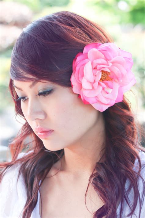 Bridal flower hair clip or clip brooch 429 white or ivory. Bridesmaid Flower Clip, Wedding Accessory, Pink Rose Hair ...