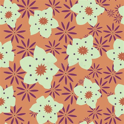 Orange Floral Decorative Seamless Pattern Stock Vector Illustration