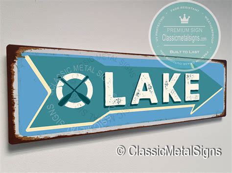 Vintage Style Lake Sign Classic Metal Signs