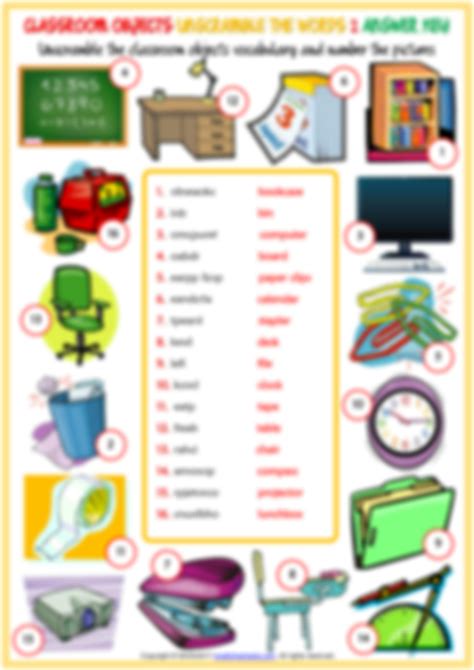 Solution Classroom Objects Vocabulary Esl Unscramble The Words