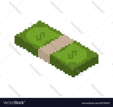 Stack Money Pixel Art Pile Cash Pixelated Vector Image