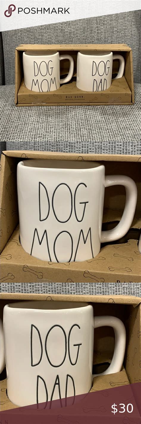 Mug is designed to have a handcrafted look. Rae Dunn DOG MOM & DOG DAD Mug Set in 2020 | Dad mug, Dog ...