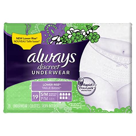 Always Discreet Incontinence Underwear For Women Low Rise Moderate
