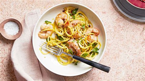 Shrimp Scampi With Yellow Squash Noodles Recipe Martha Stewart