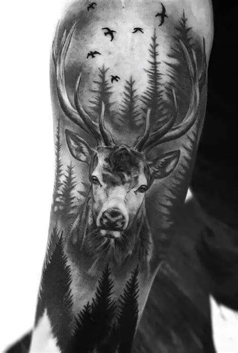 12 Best Stag Sleeve Tattoo Ideas Animal Sleeve Tattoo Deer Head