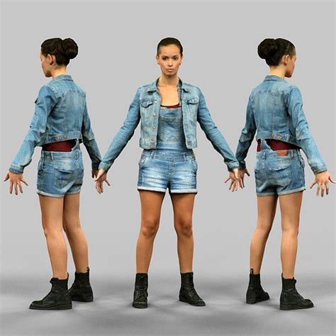 3d Model A Pose Girl Ready For Rigging Vr Ar Low Poly Cgtrader