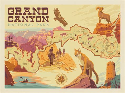 prints giclée art and collectibles national park 1926 map of the grand canyon art print sl