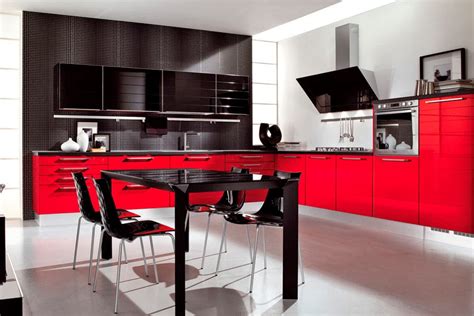 Cocinas integrales modernas en rojo y negro - Colores en Casa