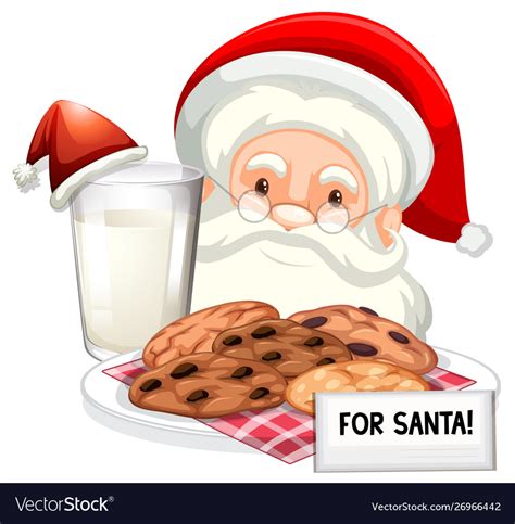Chocolatechip Cookies And Milk For Santa Vector Image