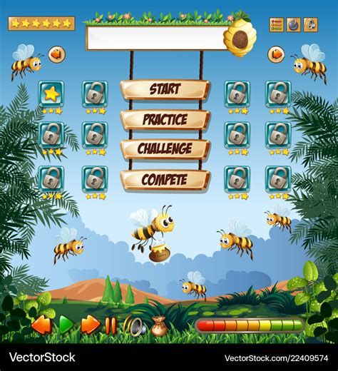 Honey Bee Game Template Royalty Free Vector Image