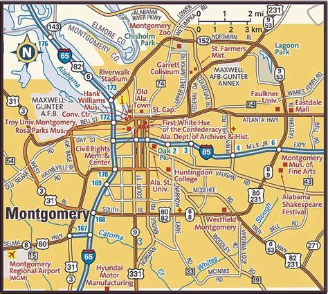 Montgomery Alabama Area Map Photos Framed Prints Puzzles Posters