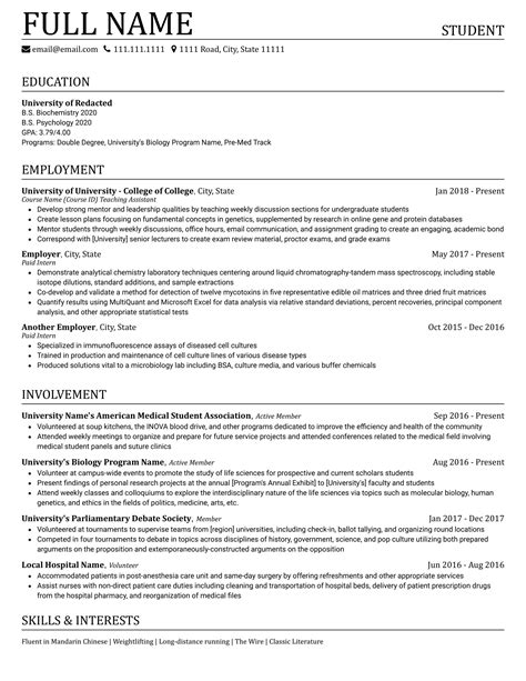 What should a first time resume look like. First time attempting to write a real resume. Sophomore in undergraduate hoping to go to med ...