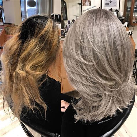 For example, graduating layer cuts are haircuts with layers that gradually get longer until they are one length. Layers | Hair transformation, Grey hair transformation, Transition to gray hair
