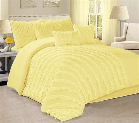 7 Piece Hillary Ruffled Pleated Comforter Set Yellow Comforter