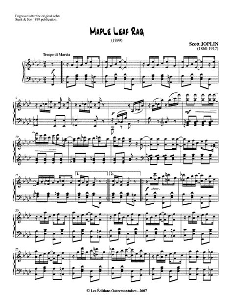 By scott joplin, transcription for flute and piano. Maple Leaf Rag (Joplin, Scott) - IMSLP/Petrucci Music Library: Free Public Domain Sheet Music