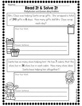 Write your own division word problem. Christmas Multiplication & Division Story/Word Problems by ...