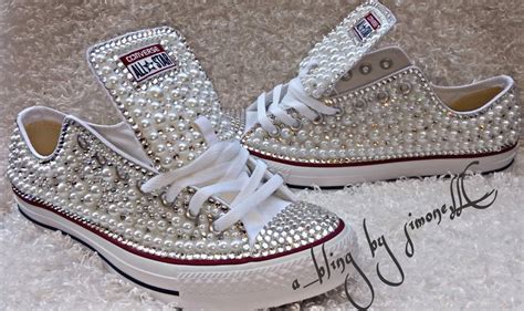 Adults Custom Bling And Pearls Converse