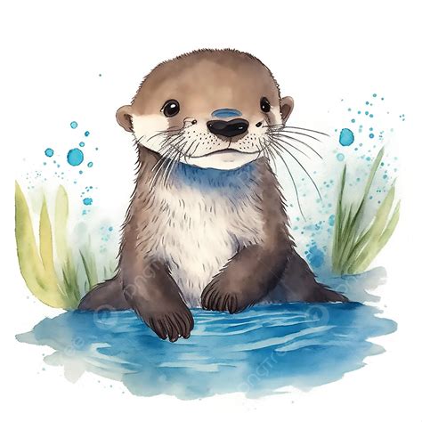 Cuter Otter Otter Watercolor Animal Png Transparent Clipart Image