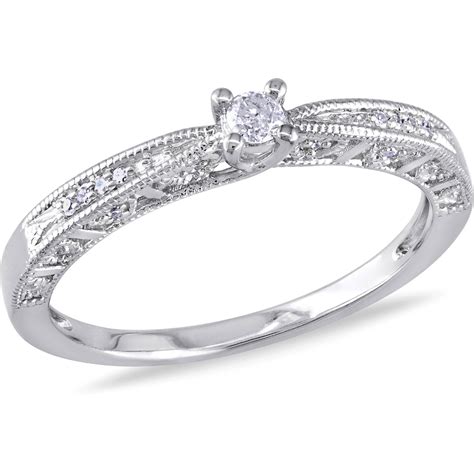 Miabella 110 Carat T W Diamond Sterling Silver Engagement Ring With Walmart Mens Wedding Bands 