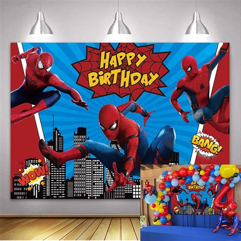 Buy Aoyu Spiderman Happy Birthday Backdrop 7x5ft Superhero Cityscape