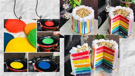 Eggless Rainbow Cake In Fry Pan Rainbow Cake Without Oven Seven