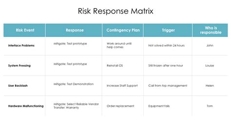 Risk Response Matrix You Exec