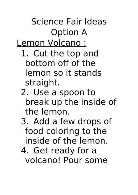 Science Fair Ideas by Sameha - Science Fair Ideas Option A Lemon