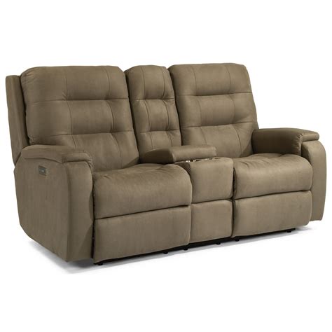 Flexsteel Arlo Contemporary Reclining Console Loveseat With Storage And