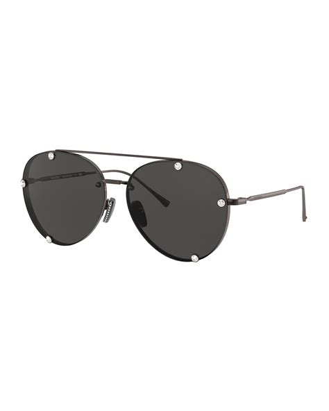 Valentino Metal Aviator Sunglasses With Crystal Trim Neiman Marcus