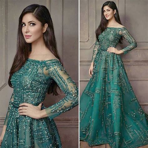 Stunning Katrina Kaif In Green Dress Indian Wedding Gowns Indian