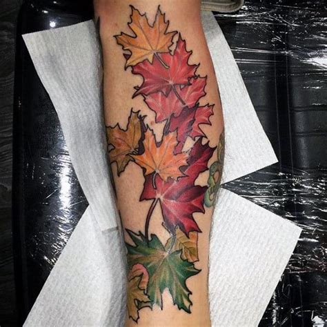 Leaf weeds tattoos designs for ankle: 80 Maple Leaf Tattoo Designs For Men - Canadian And ...