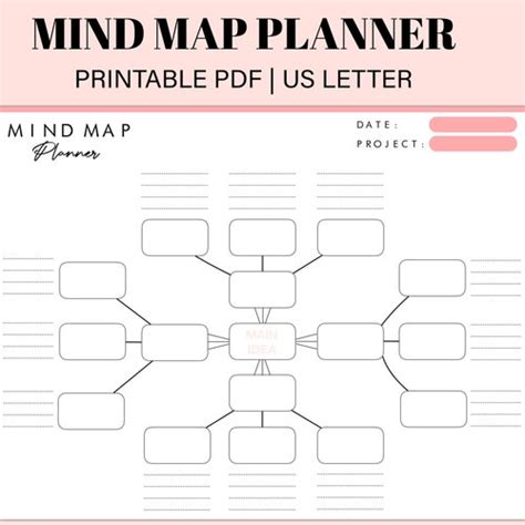 Printabledigital Mind Map Template Brainstorming Planner Etsy