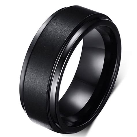 8mm Black Tungsten Carbide Wedding Band Ring Comfort Fit Mens Matte