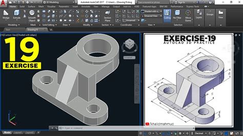 Autocad 3d Practice Drawing Exercise 19 Autocad 3d Example Tutorial