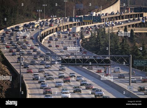 Freeway Traffic On Interstate 5 Seattle Washington Stock Photo Alamy