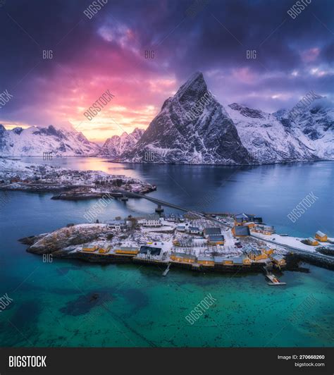Aerial View Hamnoy Image And Photo Free Trial Bigstock
