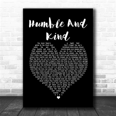 Tim Mcgraw Humble And Kind Black Heart Song Lyric Poster Print Song