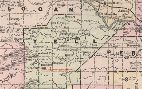 Yell County Arkansas 1889 Map County Map Arkansas Map