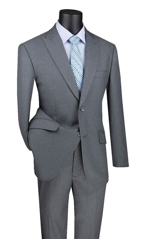 Vinci Mens 2 Piece Modern Fit Executive Suit Pure Solid