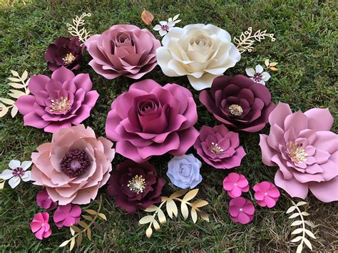 Paper Flowers Set Of 26 Items Etsy