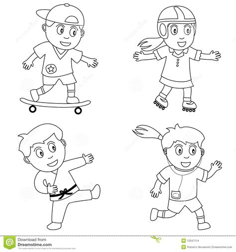 Design 85 Of Kids Playing Sports Clipart Black And White