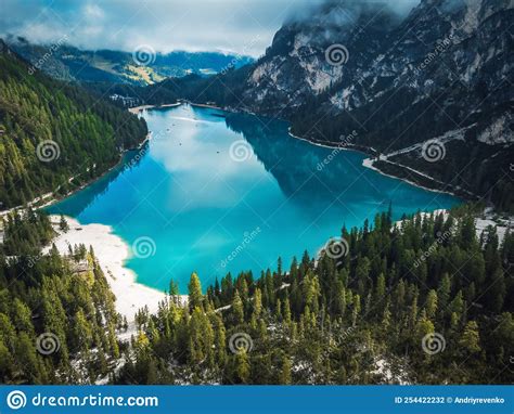 A Fantastic View On The Braies Lake Stock Photo Image Of Landscape