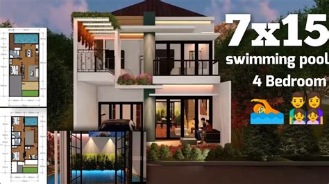 Contoh gambar desain desain rumah minimalis 2 lantai ala jepang. Desain Rumah Minimalis Modern 2 Lantai 7x15 Dengan Kolam ...