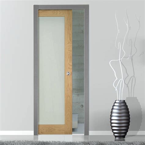 Frosted glass single pocket door. Walden Real American Oak Veneer Single Evokit Pocket Door ...