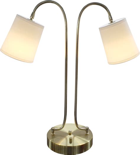 Custom Dual Table Lamp With Brushed Brass Body And White Linen Shades