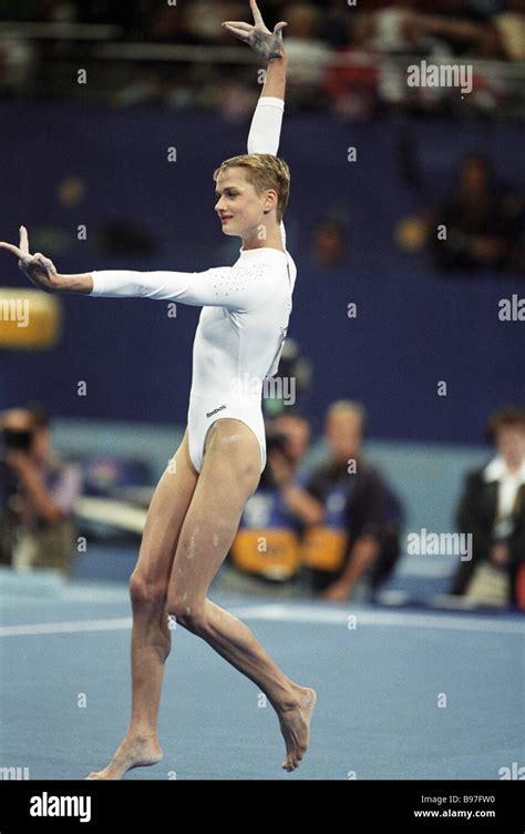 russian gymnast svetlana khorkina performs at the twenty seventh summer olympics in sydney stock